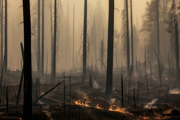 Obraz premium Forest after a devastating fire 