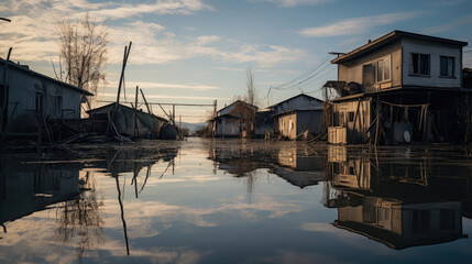 Aftermath of a big flood in the village