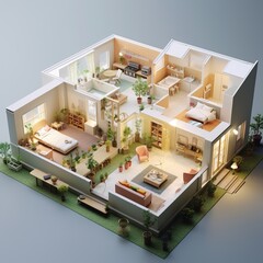 Project of the apartment in 3d style. Generative AI