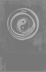 Yin Yang Vektor Symbol im abstrakten Kreis mit grauem Grunge Hintergrund - Stetiger Wandel, Veränderung