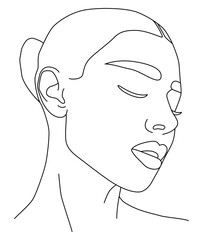 Portrait along the lines. Abstract artistic drawing of a female face line.