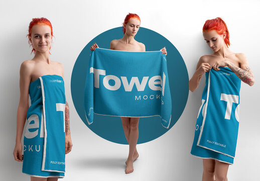 3 Mockup of the Towel on the Girl