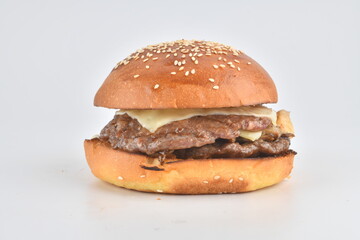 Delicious classic hamburger isolated
white background