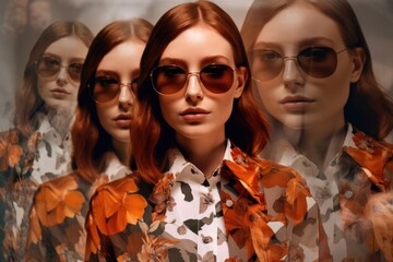 multiple exposure image of a fashion editor superimposed over a background