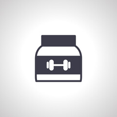 Sport protein icon. Gym food container icon.