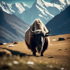 Crédence de cuisine en verre imprimé Himalaya yak in the mountains