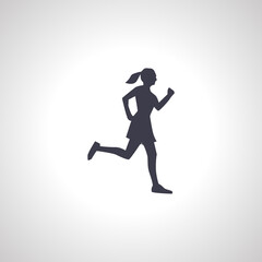 jogging icon. running woman silhouette. running girl isolated icon