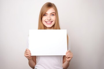 Naklejka premium studio shot of a pretty young woman holding up a blank placard