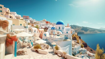 Obraz premium Panoramic view of Oia village on Santorini island, Greece