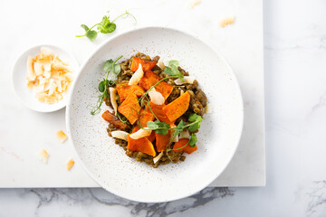 Lentils with pumpkin and coconut