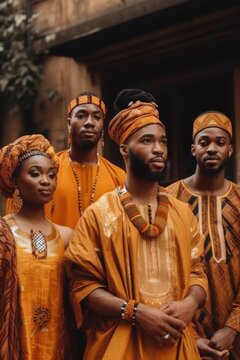 Cropped Shot Of A Group Of People In Traditional African Clothes