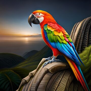 Parrot on mountain  ,Generated Ai,