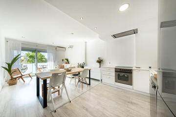 Interior of modern kitchen in white color