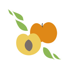 Peaches hand drawn. Abstract shape fruit inspiration. Vector illustration, flat design