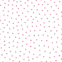 Ditzy pink ladybugs seamless vector pattern background. Kawaii carton ladybird characters dense scattered backdrop. All over print for summer, baby, girls. Ladybug motif for packaging