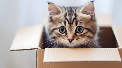 Cute cat in box