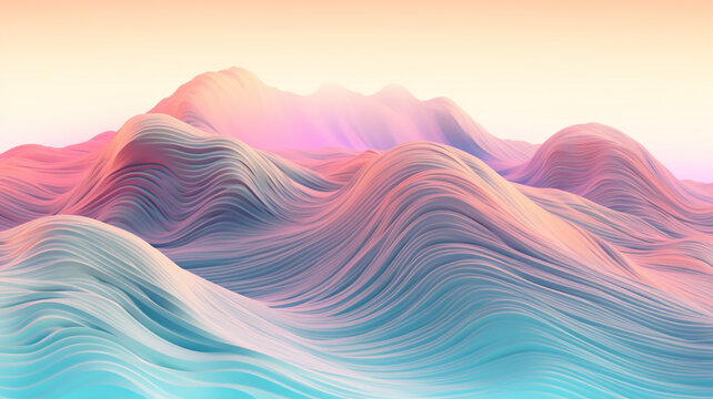Abstract cool waves topography, Big data visualization, Cyber technology visual landscape | Generative AI