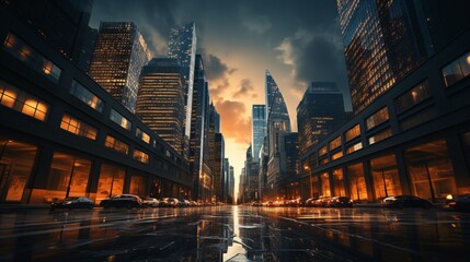 Fototapeta na wymiar Generative AI. Cityscape with huge buildings