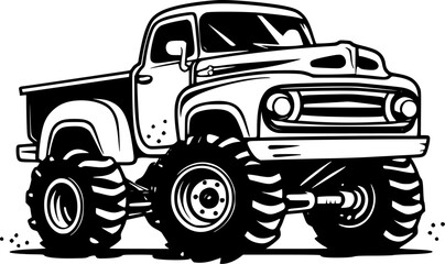 Monster Truck | Black and White Vector illustration