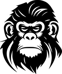 Fototapeta premium Monkey | Black and White Vector illustration