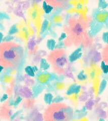 Fototapeta na wymiar Seamless blur pattern with flowers. Fuzzy floral seamless repeat pattern. Color blurred abstract flowers in trendy style. 