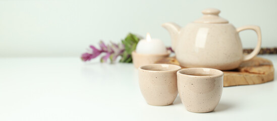 Cozy and tasty hot drink concept - asian tea