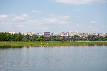 Fototapeta na wymiar Galati Town and Danube River, Romania