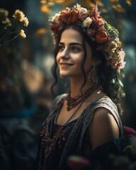 Fototapeta premium portrait of a woman with flowers