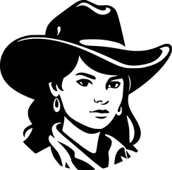 Cowgirl | Black and White Vector illustration