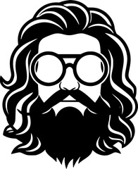 Hippie - Black and White Isolated Icon - Vector illustration