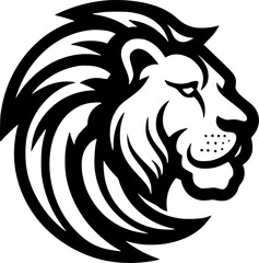 Fototapeta premium Lion - Black and White Isolated Icon - Vector illustration