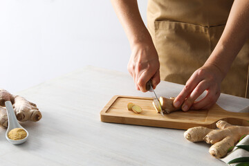 Seasoning and spices concept - ginger, homemade seasoning