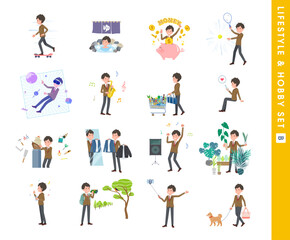 趣味とライフスタイルに関するブレザー男子学生のセット。Bタイプ