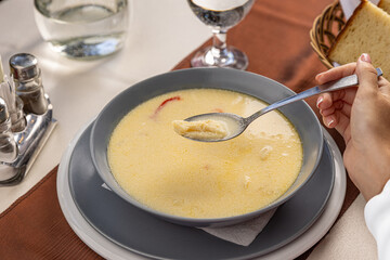 Traditional romanian dish tripe soup