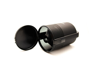 Opening bottom tray of indoor fly and mosquitos trap using electric to simulate heat and wavelengths with sticky glue boards to kill insects isolated on white background