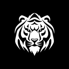 Tiger - Black and White Isolated Icon - Vector illustration