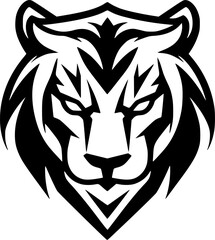 Tiger - Black and White Isolated Icon - Vector illustration