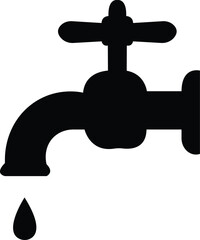 Faucet icon on white background. Flat faucet icon symbol sign from modern cleaning for mobile concept and web apps design. Water tap. Bathroom faucet symbol flat style.