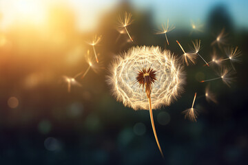 A dandelion whose seeds fall