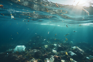 A lot of waste that pollutes the water of an aquatic pool