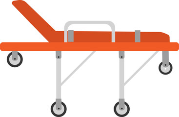Vector illustration of hospital bed with wheels isolated on white background
