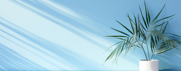 palm tree against a blue wall illuminated by the sun, legal AI