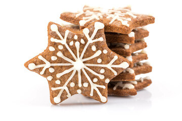 Star shape christmas gingerbread cookies