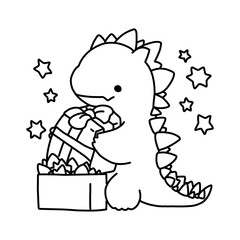 Little cute kawaii dragon coloring page for kids winter new year dragon.