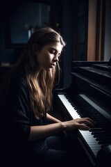Fototapeta na wymiar shot of a young woman playing the piano
