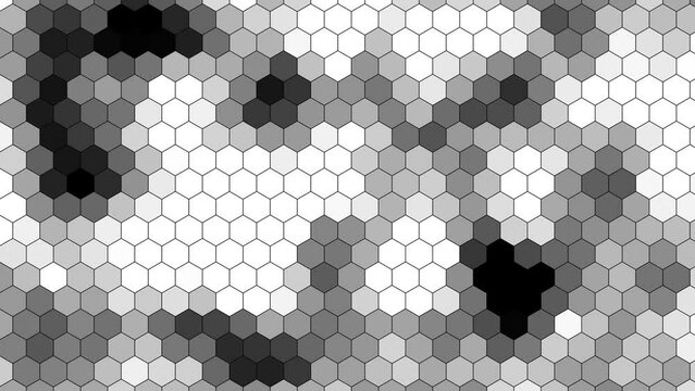 Honeycomb hexagon grayscale noise animation pattern