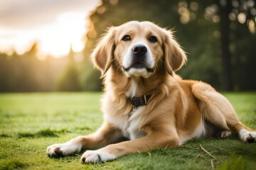golden retriever dog  on grass