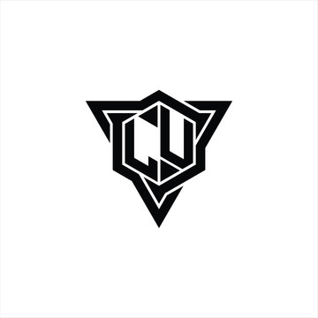 recommend clip art: LU Logo monogram hexagon shape with triangle outline sharp slice style design template