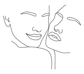 Portrait along the lines. Drawing in the style of one line.