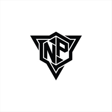 recommend clip art: NP Logo monogram hexagon shape with triangle outline sharp slice style design template